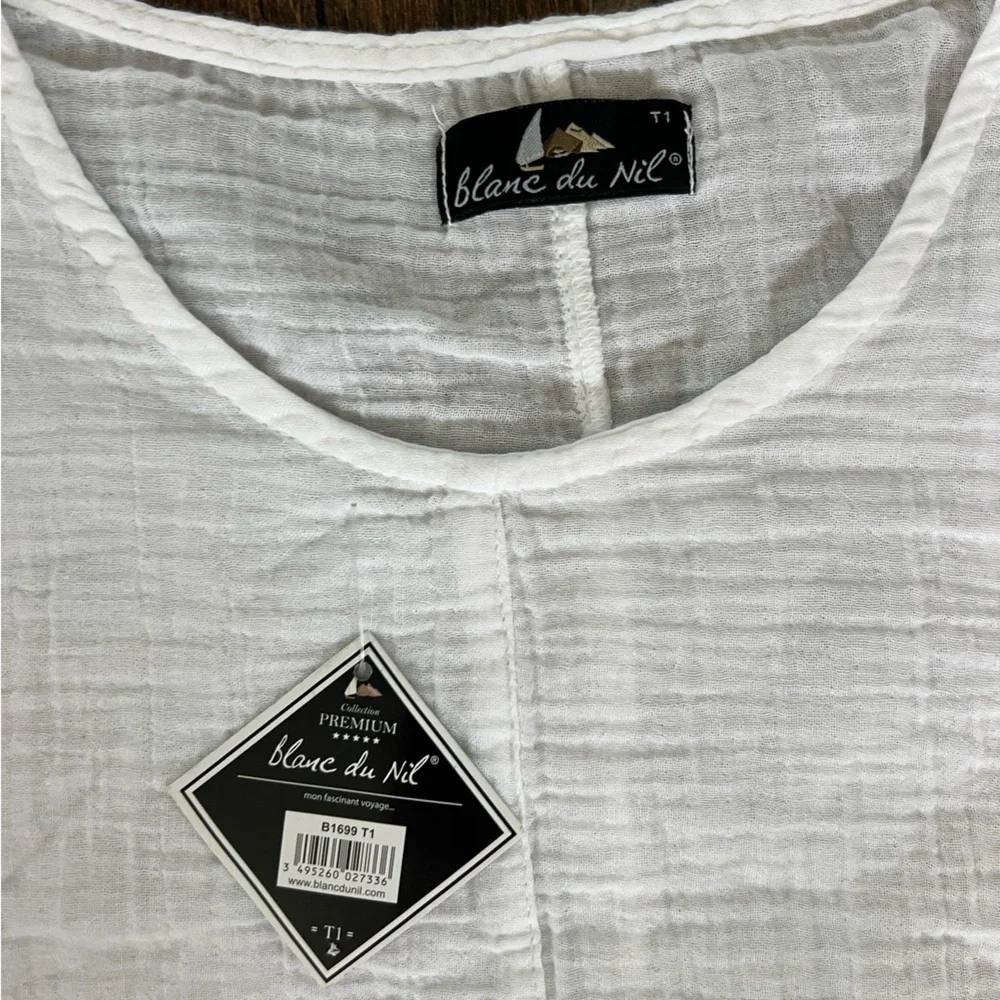 NWT Blanc du Nil Front Pocket Side Split Cotton Top - Picture 6 of 8